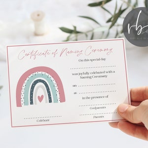 Plantilla DIGITAL de Certificado de Ceremonia de Nombramiento de Arco Iris Certificado de Ceremonia de Nombramiento de Padrinos del Día del Nombramiento imprimible y descargable