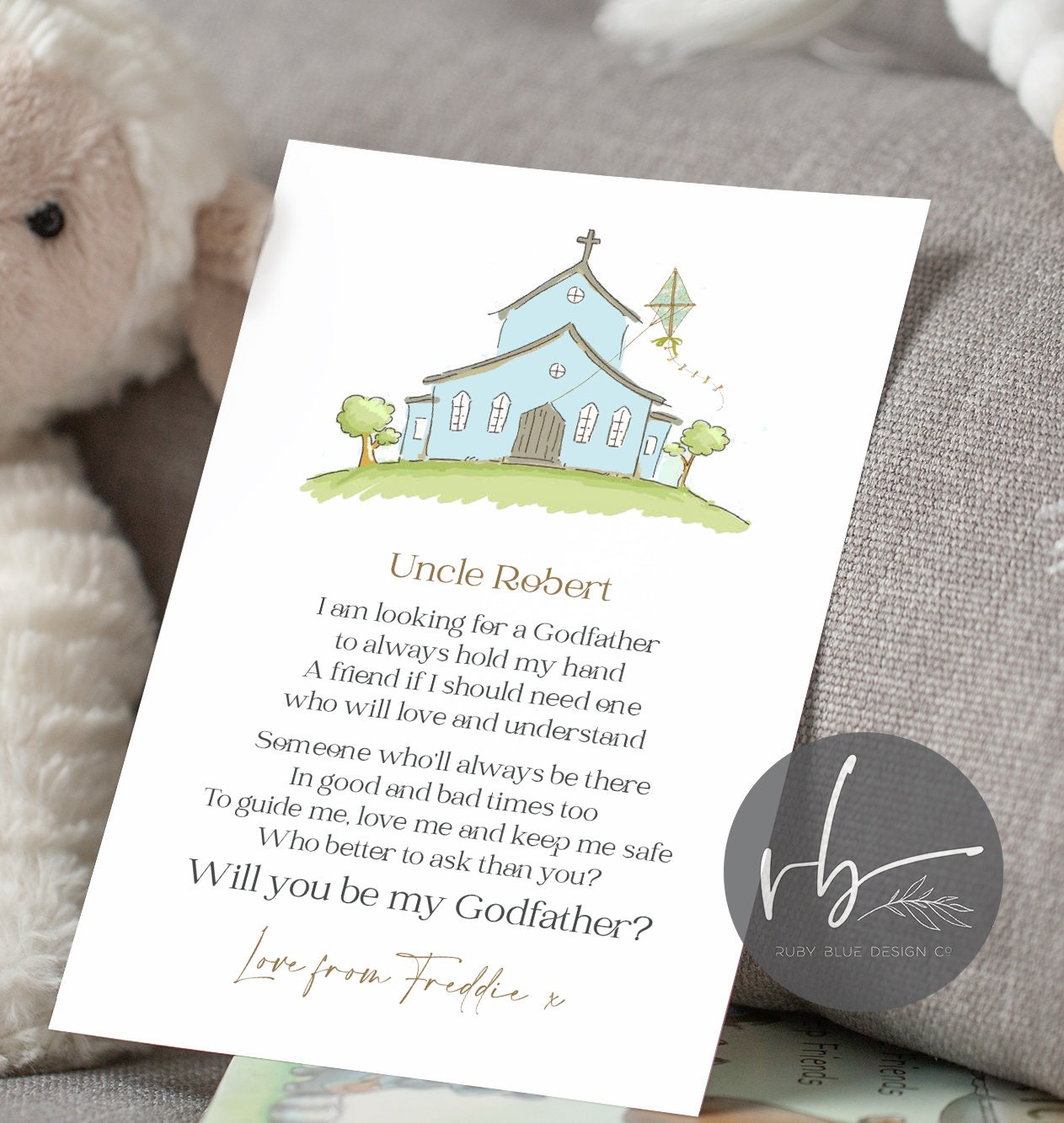 Personalised Christening Church Poem Will You Be My Godparents Card,  Godmother, Godfather, Godparent, Guide Parent - 1 Card