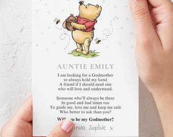 Tarjeta de propuesta de matrimonio editable con poema "¿Serás mi padrino?", Madrina, Padrino, Padre guía, Plantilla imprimible de Canva