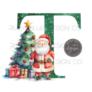 NAVIDAD Alfabeto Acuarela Alfabeto PNG Santa Padre Navidad Clipart Gráficos de Navidad Descarga Digital Imprimible