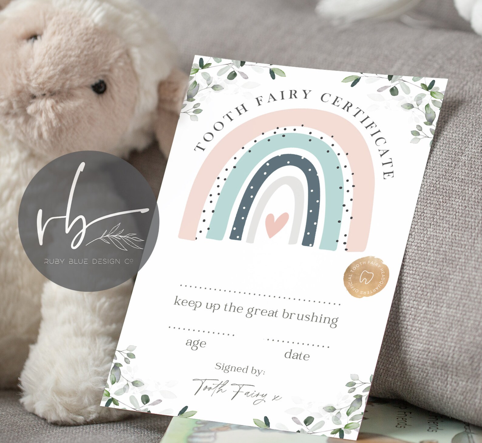 Tooth Fairy Rainbow Blank Certificate Template Downloadable Printable ...