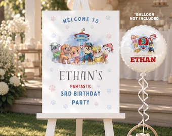 DIGITAL Paw Party Personalised Welcome Sign Birthday Birthday Sign