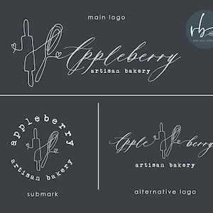 Logotipo prefabricado, pasteles, galletas, batidor, dibujo de línea continua, panadero, pan, diseño de logotipo de panadería, marca de agua, tarjeta de presentación del logotipo - logotipo principal