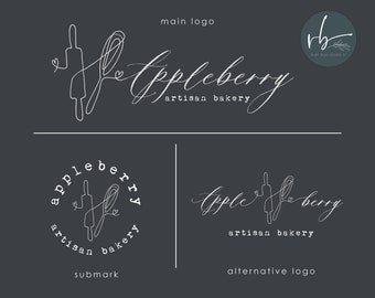 Pre-made Logo, Cakes, Cookie, Whisk, Continuous Line Drawing, Baker, Bread, Bakery Logo Design, Watermark, Logo Business card - Main Logo