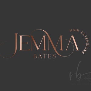 May include: A logo for a hair extensions business called "Jemma Bates Hair Extensions". The logo is in a copper color and features a stylized script font with a decorative flourish.