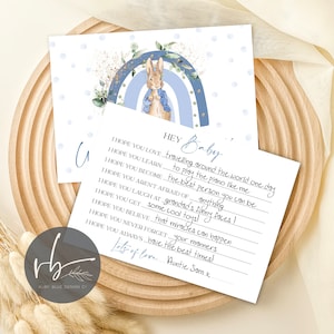 Sofortiger Download Digitale Peter Rabbit Wishes for Baby Karten Doppelseitig Neues Baby | Babyparty | Baby-Wünsche