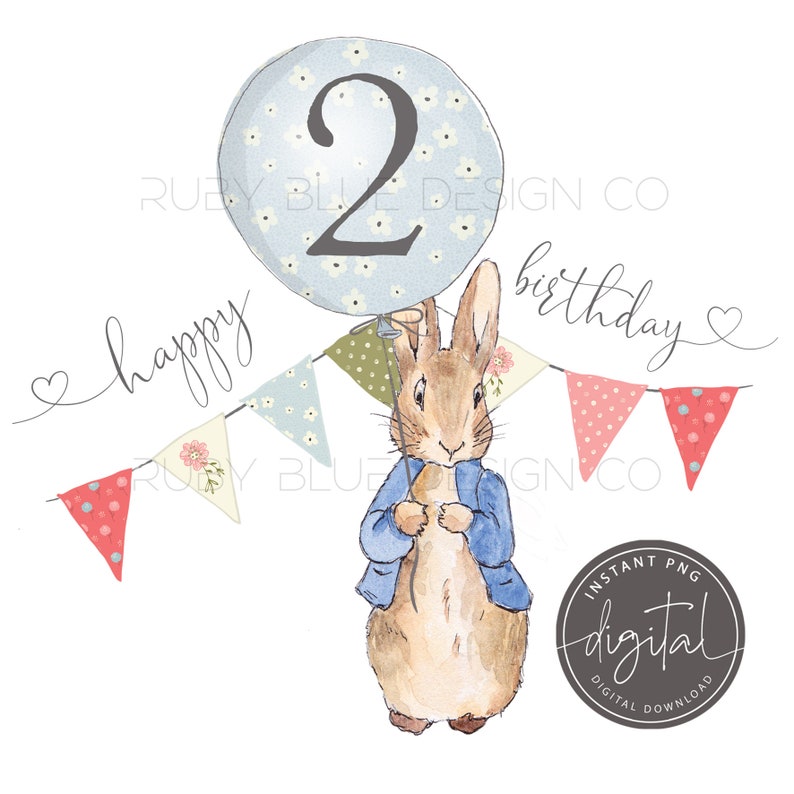 Peter Rabbit 2nd Birthday PNG Peter Rabbit Balloon Bunting - Etsy