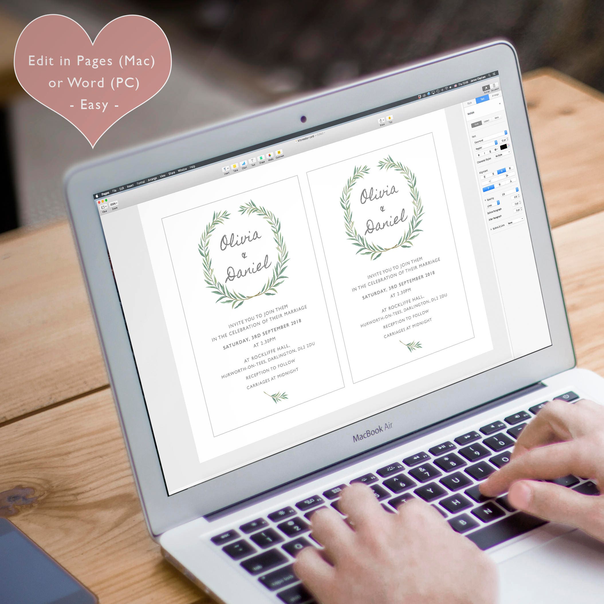 Wedding Invitation Template Printable Wedding Invitation - Etsy UK