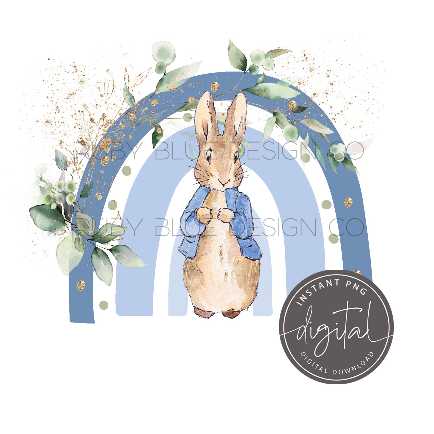 Peter Rabbit Rainbow Green Foliage Gold PNG Peter Rabbit | Etsy