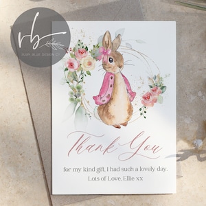Digitale personalisierte Flopsy Pink Peter Hase Dankeskarten, 10er Pack, Dankeskarten