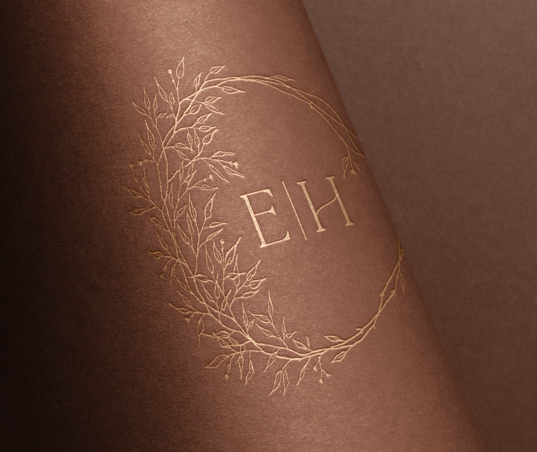 Wedding Logo Design, Wreath Wedding Logo, Custom Wedding Monogram ...