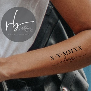 Roman Numerals Unisex Script Tattoo Design Script Calligraphy Names Modern Bespoke Tattoo