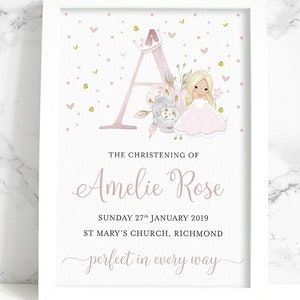 Digital Personalised New Baby/Christening/Baptism Princess Initial Print