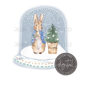 Peter Rabbit Schnee Kugel Weihnachten PNG, Peter Rabbit Kranz Design, Karte, Tag, digitaler Download, druckbare, Weihnachten