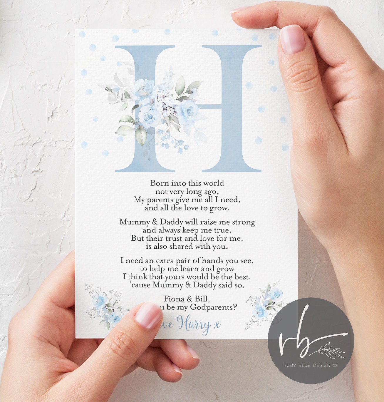 DIGITAL Will you be my Godparents proposal poem card, Godmother, Godfather, Godparent, Guide parent, Fairy Godmother - 1 card