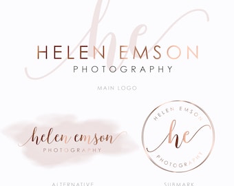 Pre-made Logo,Rose Gold Logo Design, Beauty, Makeup Artist Logo, Signature Logo, Photography Watermark, Logo Branding Package