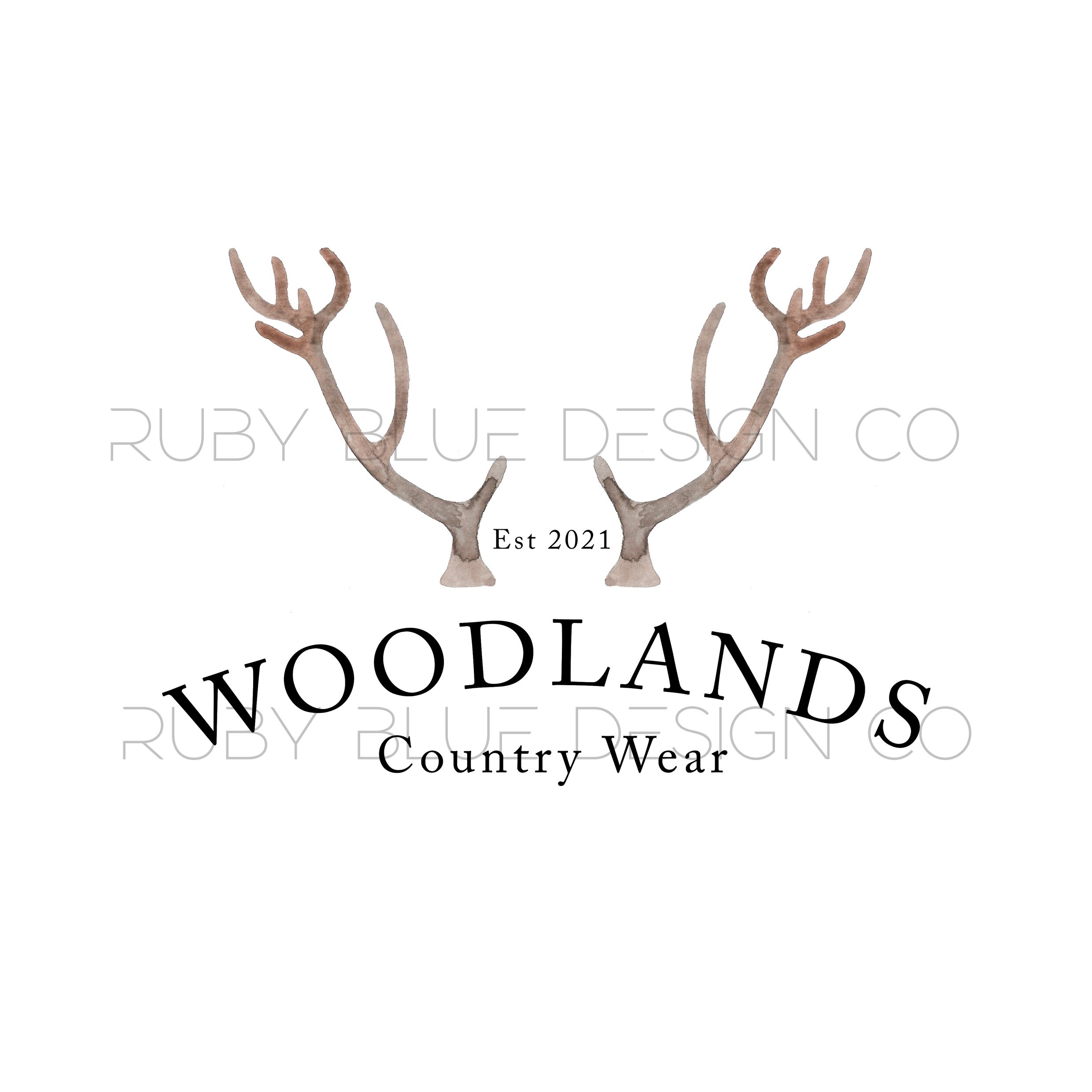 Premade Logo Country Wear Logo Design Antlers Logo Rustic Etsy UK