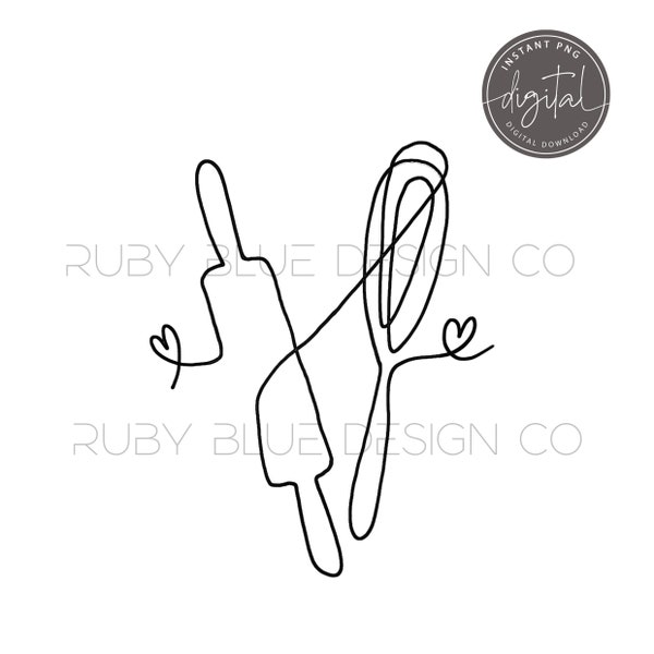 Digital Clipart Continuous Line Drawing, Whisk, Baker, Bread, Bakery Logo Design, Watermark, Image Download