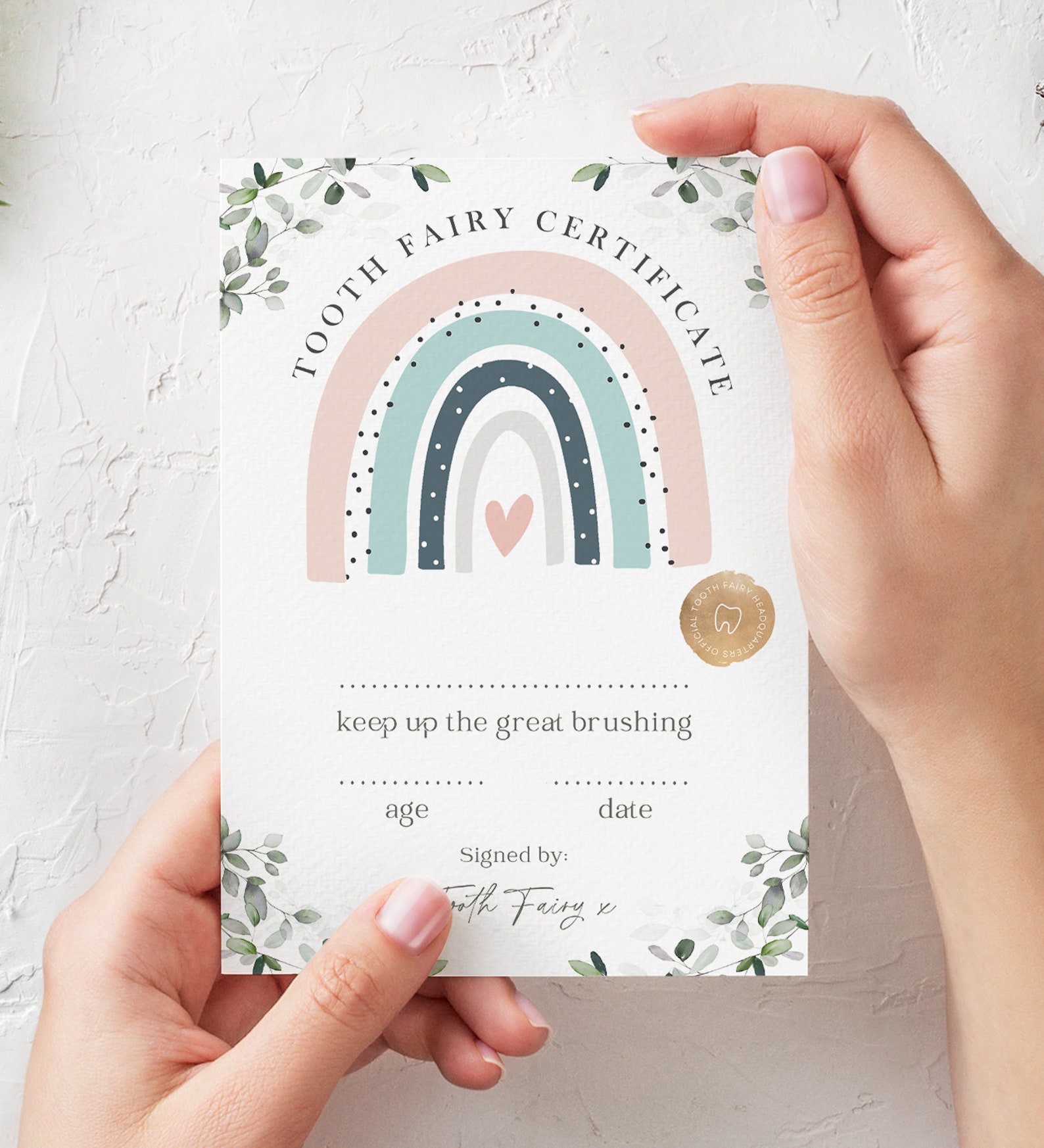 Tooth Fairy Rainbow Blank Certificate Template Downloadable Printable ...