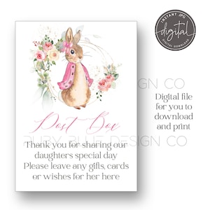 Digitale Post Box Sign Flopsy Peter Rabbit Leaves JPG, Peter Rabbit, Digital Download, Printable, landschap en portret borden