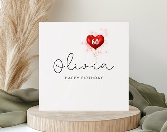 60th Birthday Card, 60 Today, Personalised Happy 60th Birthday, 60 Balloon, Milestone Birthday, Sixty, 60