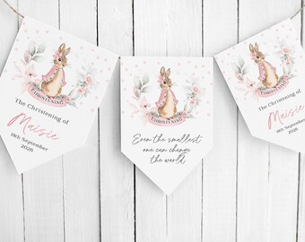 DIGITAL Baby Pink Rabbit Personalised Bunting - 2 FLAG DESIGNS