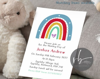 Invitaciones de bautizo digitales personalizadas Rainbow Bright, invitaciones electrónicas