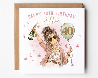 Personalised 40th Birthday Card, Birthday Card for Her, Funny 40th Birthday, Milestone Birthday