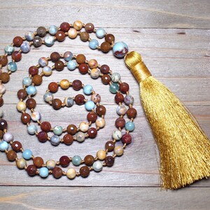 Mala Necklace, Mala Necklace 108, Mala Beads Necklace, Hand Knotted Mala, Yoga Teacher Gift, Japa Mala Beads, Long Tassel Necklace, Meditate