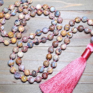 Jasper Mala Beads, Jasper Mala, Jasper Mala Necklace, Knotted Mala Beads, 108 Mala Beads, Meditation Beads, Yoga Gift for Mom, Prayer Beads