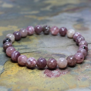 Lepidolite Jewelry, Lepidolite Bracelet, Lepidolite Bead Bracelet, Mala Jewelry, Yoga Jewelry for Women, Metaphysical Gifts, Stack Bracelet