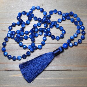 Natural Blue Kyanite Mala Beads, AAA Genuine Kyanite, Meditation Beads Necklace, Yoga Jewelry Gift, Mindfulness Gifts, Mala for Women or Men image 6