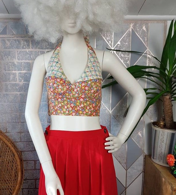 1950s Cotton sun top uk size 8 to 10 vintage mid c