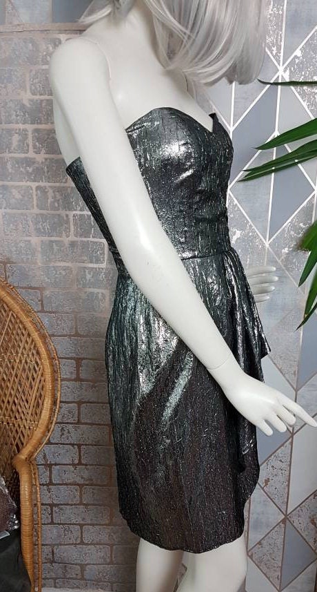 4849 Silver Sleeveless Pleated Skirt Evening Dress