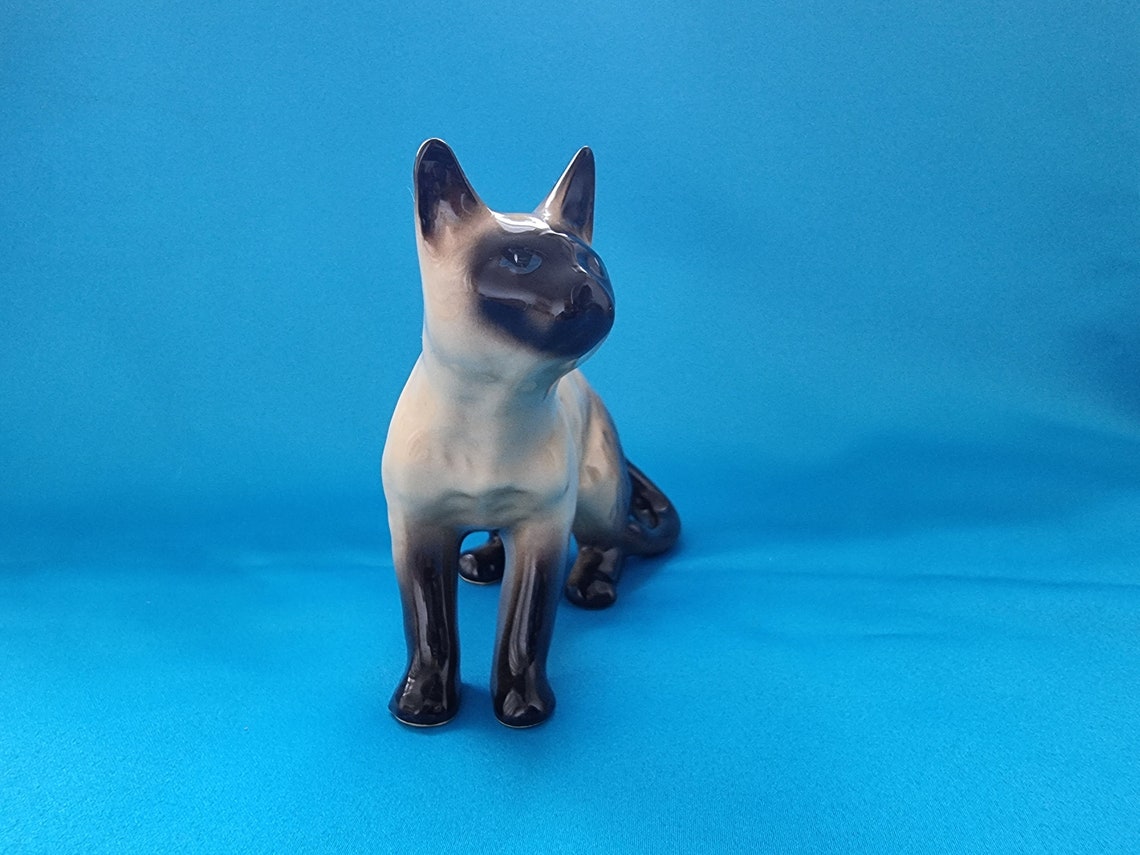 Siamese Cat Figurine Siamese Cat Porcelain Siamese Etsy