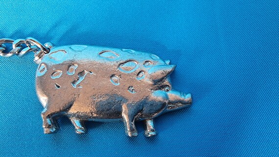 Pig keychain, pewter pig keychain, keychain, pewt… - image 6