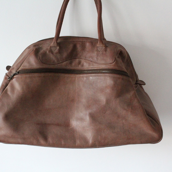 Jas M.B London, vintage leather travel bag, antique leather bag, vintage leather zip bag, men leather bag, old leather bag, brown bags