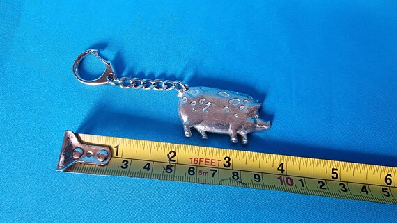 Pig keychain, pewter pig keychain, keychain, pewt… - image 5