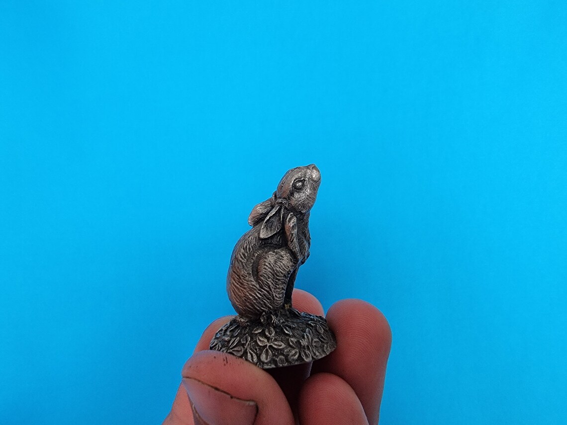 Pewter animals Pewter rabbit rabbit figurine small rabbit Etsy