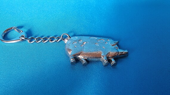 Pig keychain, pewter pig keychain, keychain, pewt… - image 8