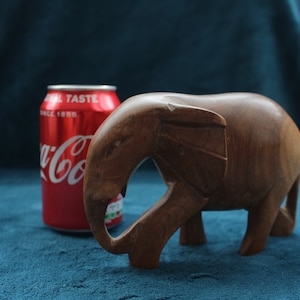 Handmade Wooden Elephant Mum with Baby: Carved Figurine