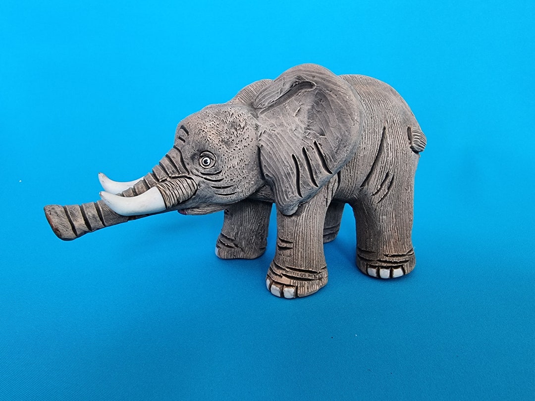 Elephant Figure, Elephant Statue, Porcelain Elephant Figure, Pottery