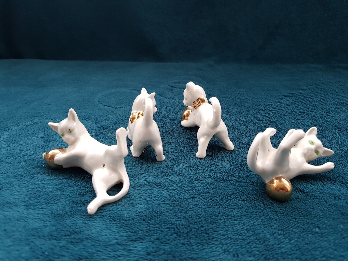 Pottery cats figurine Cats figurine vintage cat figure Etsy