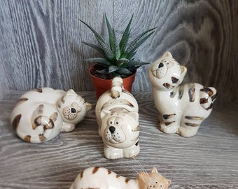 Cat figurine, ceramic cat, pottery cat, cat sculpture, white cat, cat gift, figurine, vintage cat figurine, set of cat,
