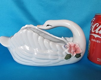Swan figurine, pottery Swan figurine, porcelain Swan figurine, Swan sculpture, Swan statue