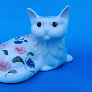 Floral Porcelain Cat Figurine