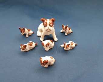 Boxer dog figurine, boxer dog, pitbull dog figurine, pitbull figure, pottery dog figurine, miniature dog figure, small dog figure,