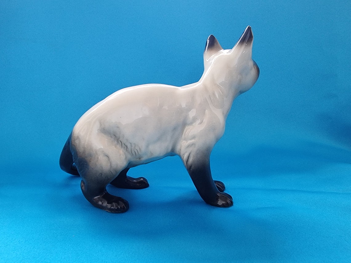 Porcelain Cat Figurine Siamese Cat Figurine Porcelain Etsy UK