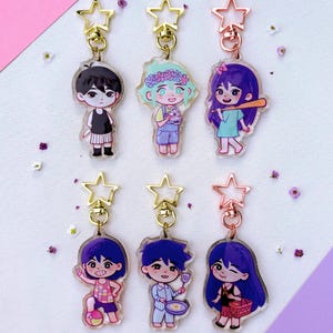 OMORI Headspace/Faraway Town Double Sided Acrylic Keychains // Omori/Sunny, Basil, Aubrey, Kel, Hero, Mari