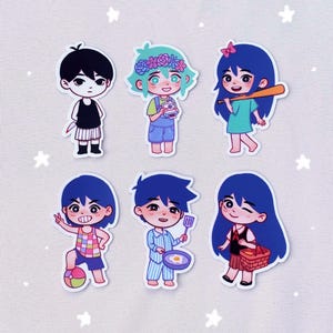 Adesivos de vinil OMORI Headspace - Omori, Basil, Aubrey, Kel, Hero, Mari